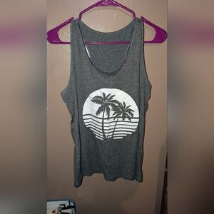 Gray Palm Tree Graphic Tank Top
